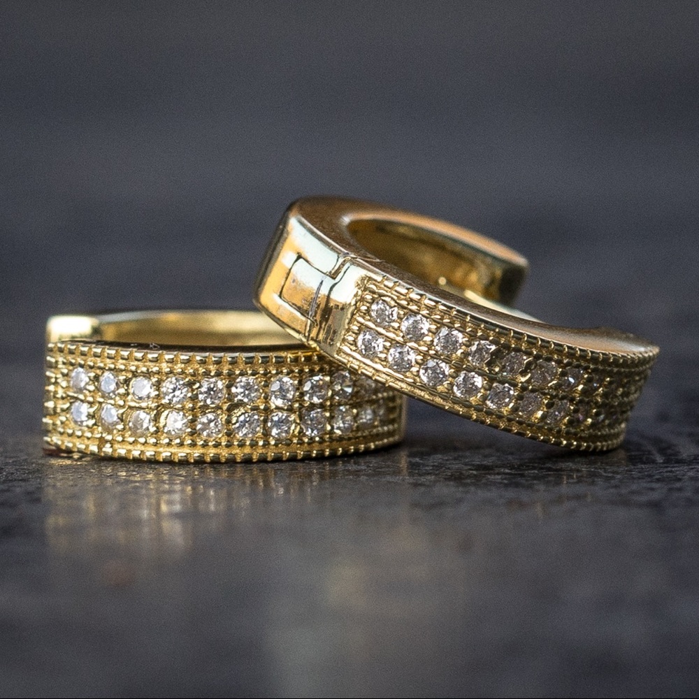 Men’s Yellow Gold Diamond Hoop Earrings